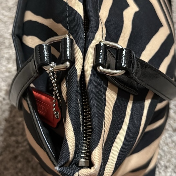 Coach Zebra Print Black and Tan Medium Tote - Picture 4 of 12